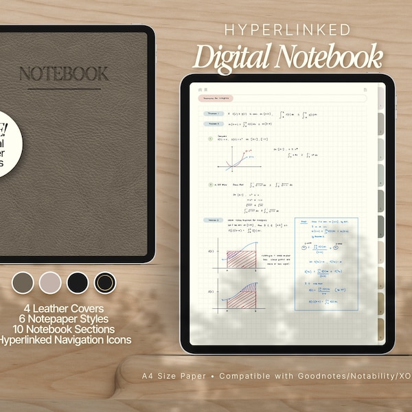 Hyperlinked Digital Notebook for Goodnotes, Notability, XODO - 10 Hyperlinked Tabs - Digital Notes Template - iPad Notebook - Digital Binder