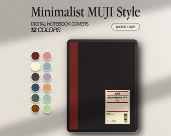 Copertine per notebook digitali stile MUJI con ritratto a tema scuro e minimalista (CONFEZIONE DA 12)