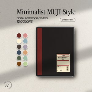Minimalistyczne okładki na notatniki cyfrowe MUJI w stylu portretowym w ciemnym kolorze (12 SZT.)