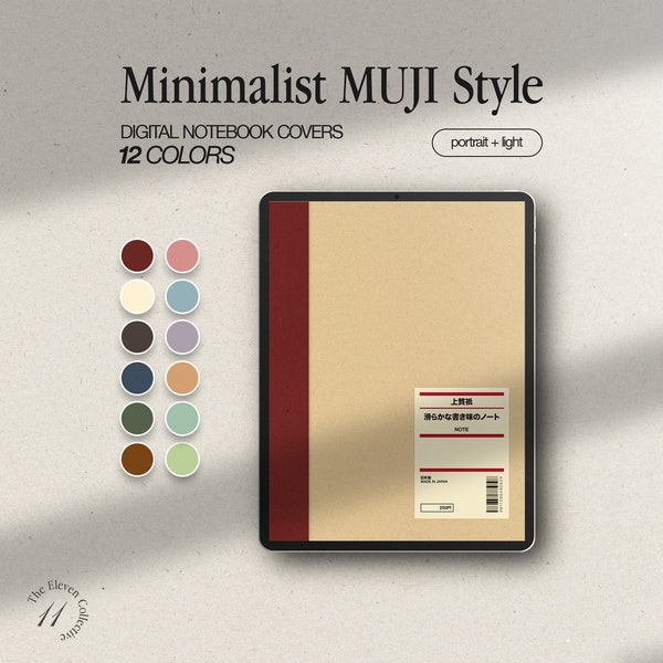 Light-Themed Portrait Minimalist MUJI Style Digital Notebook Covers (12 PACK)