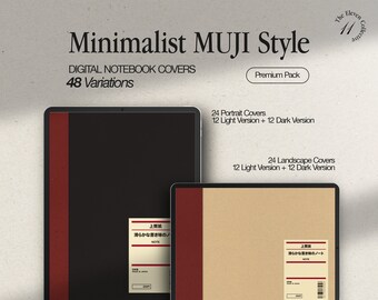 Minimalist MUJI Style Digital Notebook Covers (PDF)