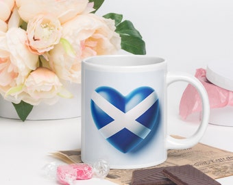 White glossy mug | Scottish Heart Ceramic Coffee Mug