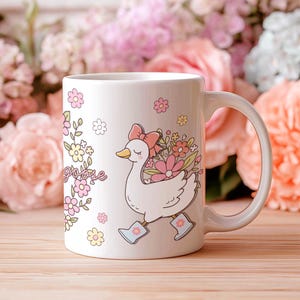 Certified Silly Goose Mug, Cute Goose Coffee Cup, Floral Funny Gift, Cozy Pastel Mug for Her, Cottagecore Aesthetic Drinkware 11oz
