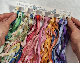 7 mm sidenband 37 meter Broderat, 100 % rent siden, bandbroderi, handbroderi, 37 färger band à 1 meter