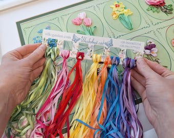 Seidenband 4 mm 40 Meter einfarbig, 100 % Reine Seide, Bandstickerei, Handstickerei, 40 Farben Bänder je 1 Meter