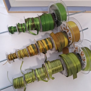 Ruban de soie Majestik 8 couleurs vert mélangé largeur 1 mm, 2 mm, 4 mm, 7 mm, 13 mm, 25 mm