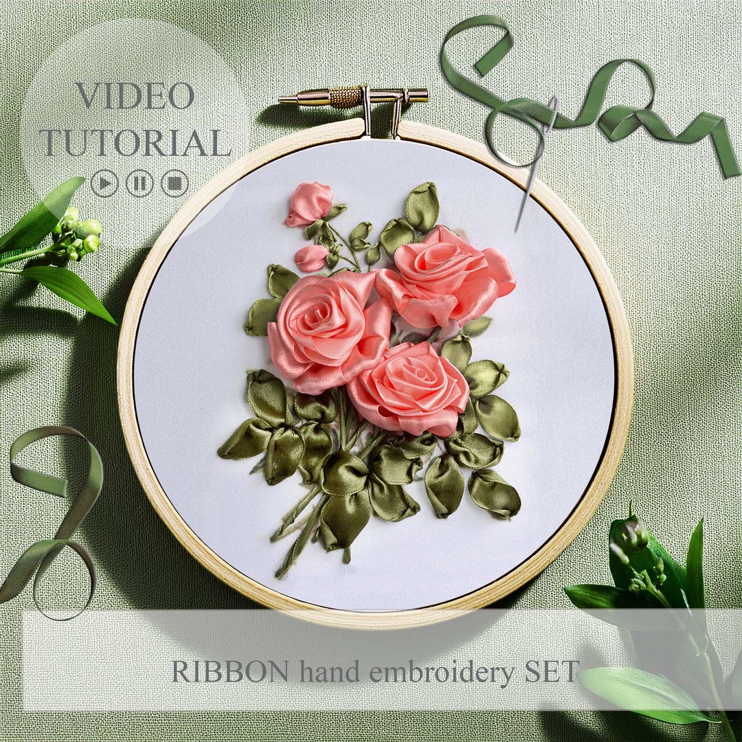 Ribbon Embroidery Kit, Set for Beginners, Easy Ribbon, Embroidery ...