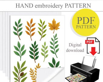PDF Stick und Stitch Handstickerei, wasserlösliches Papier, Printable Stick und Stitch, Blumenmuster Stickerei, DIY handgemachtes Geschenk