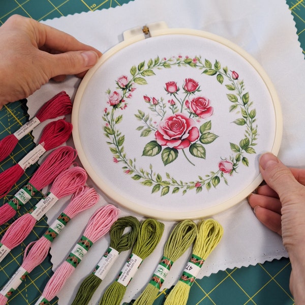 Embroidery Printed Fabric Pre-printed Embroidery Fabric Embroidery Printed Pattern DIY Embroidery Pattern DIY ribbon Embroidery Pattern