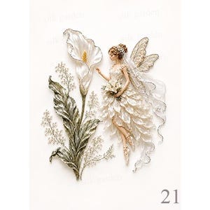 Pre-printed Embroidery Fabric, pattern print for ribbon embroidery, pattern background, flower fairies, embroidery for beginners