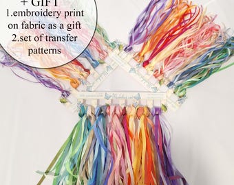 Stort SET 60 meter 2,4,7 mm Sidenband Broderat, 100 % Rent Siden, Bandbroderi, Handbroderi