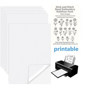 Stick and stitch embroidery paper, pattern transfer paper, sticker, water soluble paper, printable, embroidery transfer patches, stabilizer