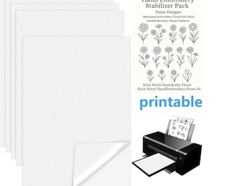 Stick and stitch embroidery paper, pattern transfer paper, sticker, water soluble paper, printable, embroidery transfer patches, stabilizer