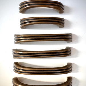 Vintage Solid Brass Drawer Pulls Set of 6 – Mixed Sizes – Mid Century Cabinet Handles