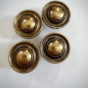 Vintage Amerock Brass Drawer Knobs Set of 4 | Round Dome Cabinet Knobs 1”