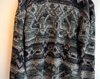 Vintage 1990s Patterned Knit Sweater | Jonathan Bryan Crewneck | Men’s S