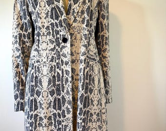 Vintage Snake Print Power Blazer | 80s Longline Jacket by Gina B.