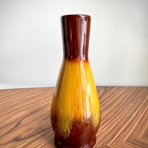 Vintage Blue Mountain Pottery Vase | Brown Amber Drip Glaze, Mid Century Decor