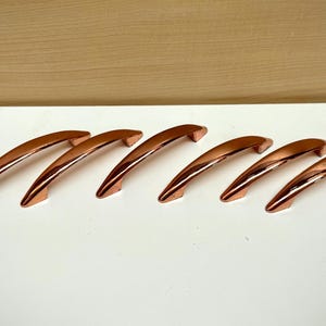 Set of 6 Vintage Ajax Copper Cabinet Pulls | 3" Mid Century Modern Drawer Handles