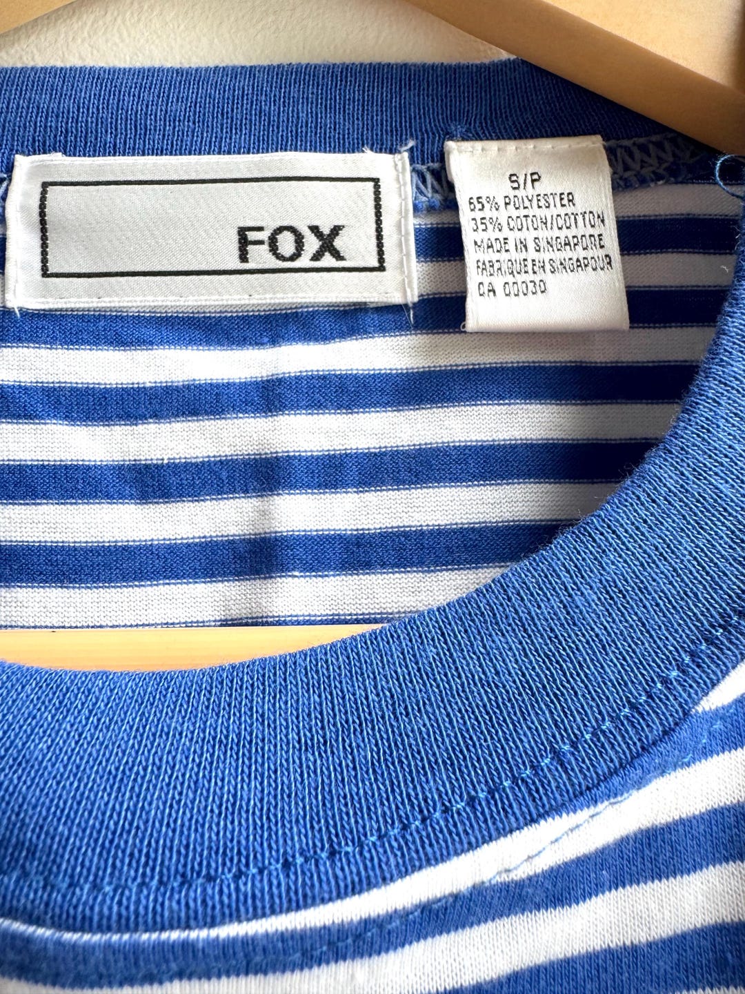 Vintage Blue & White Striped Ringer Tee – FOX Brand, Size Small – 90s ...