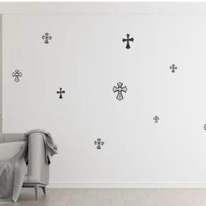 Chrome Crosses Wall Decor - 6 Piece Set