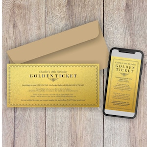 Golden Ticket Invitation ~ inludes PDF file PLUS access to images for print & smartphones