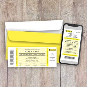 Footy Stadium Yellow Ticket Digitale Einladung ~ enthält PDF-Datei PLUS Zugriff auf Bilder für Druck und Smartphones