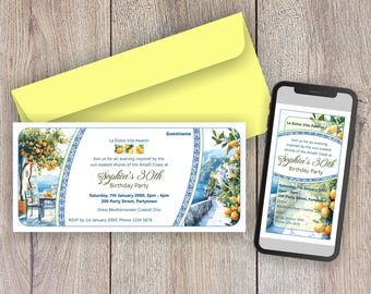 Amalfi Coast Invitation Template, Printable Party Invite (PDF & Canva)