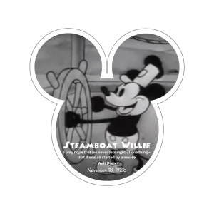 Steamboat Willie Mickey Sticker Original Mickey Cartoon Disney KissCut Sticker Toon Sticker Disney Lover Gift Vintage Disney KissCut Sticker