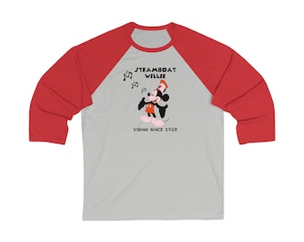 Unisex Steamboat Willie Vintage 1928 3\4 Sleeve Baseball Tee