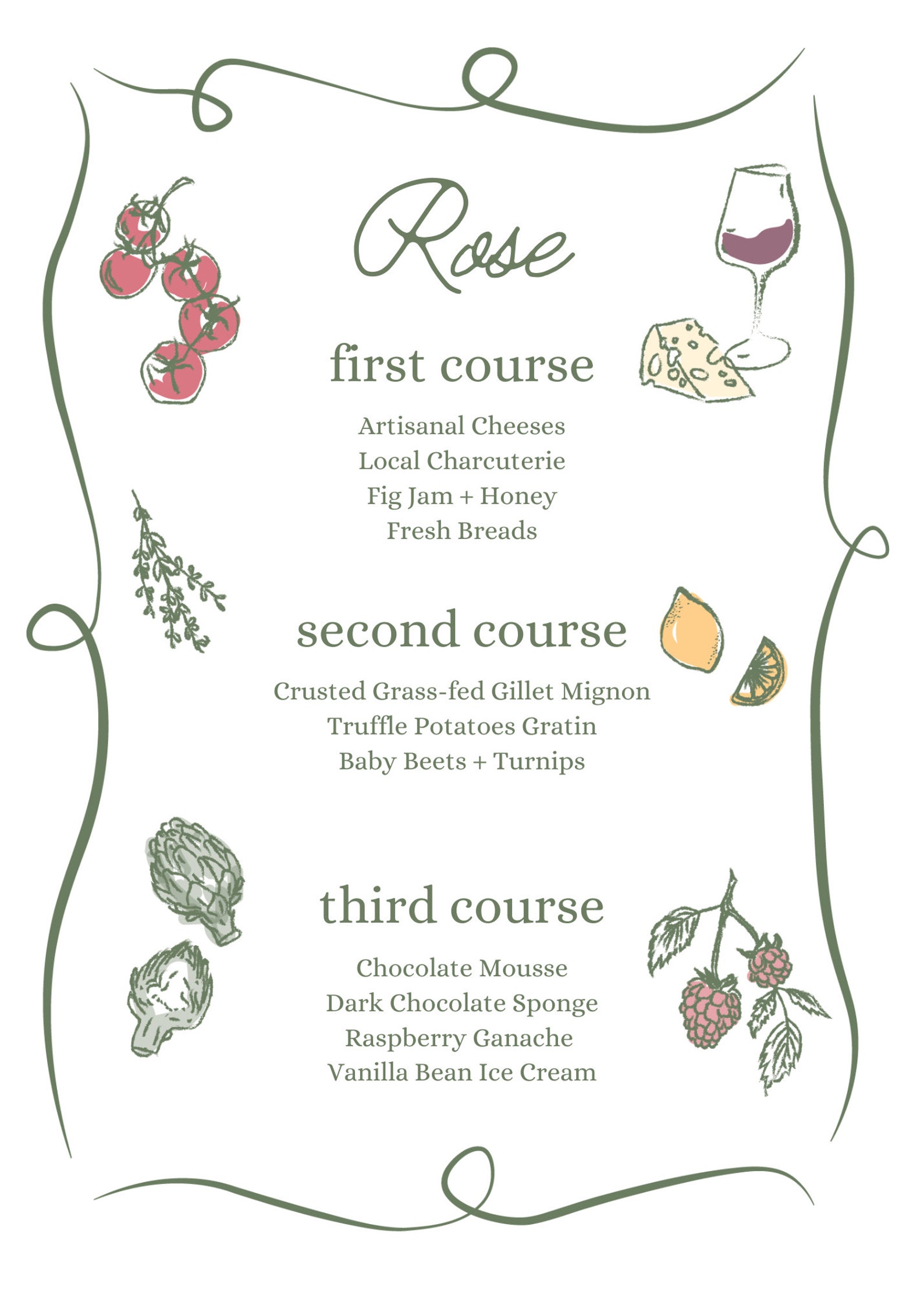 Illustrated Rustic Dinner Menu Rectangle Template - Etsy