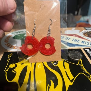 Phish Donut Earrings with a Bite Taken Out! Red!