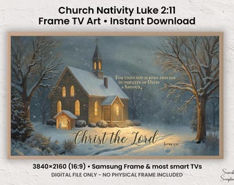 Church Nativity Scene Frame TV Art, Peaceful Christian Christmas Digital Decor, Silent Night Winter Church, Samsung Frame Smart TV Download