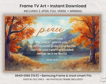 Fall Forest Landscape Frame TV Art, Autumn TV Art for Samsung Frame, Christian John 14:27, Seasonal Screensaver, Digital Download