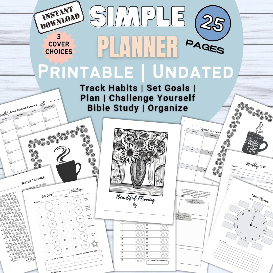 Bible Study Christian Undated Planner, Printable Weekly Planner ...