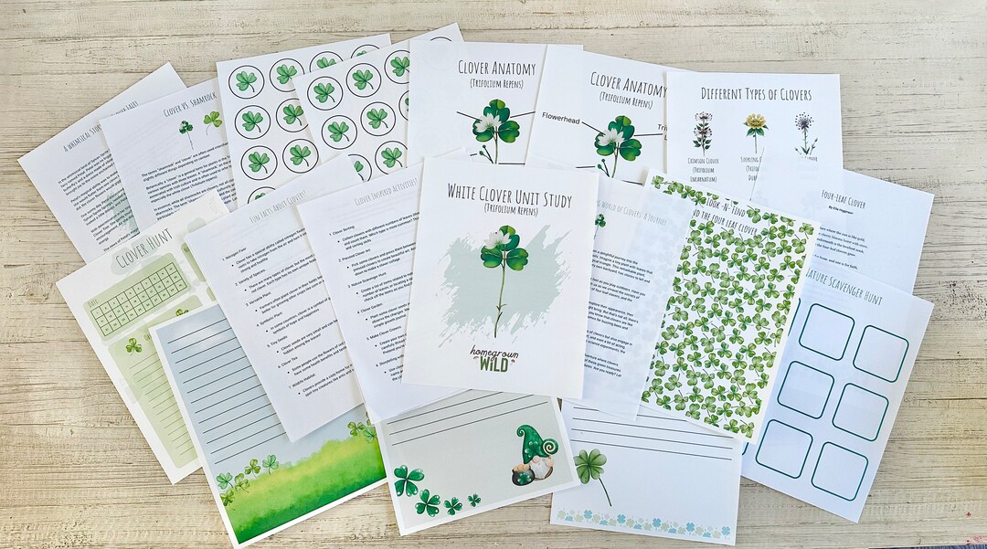 Clover Learning Notes White Clover Unit Study | Homeschool | Activity Packet | Learning ...