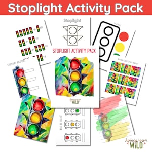 Paquete de actividades de semáforo / Preescolar / Jardín de infantes / Digital / Educación en casa / Matemáticas / Colorear / Práctica de tijeras