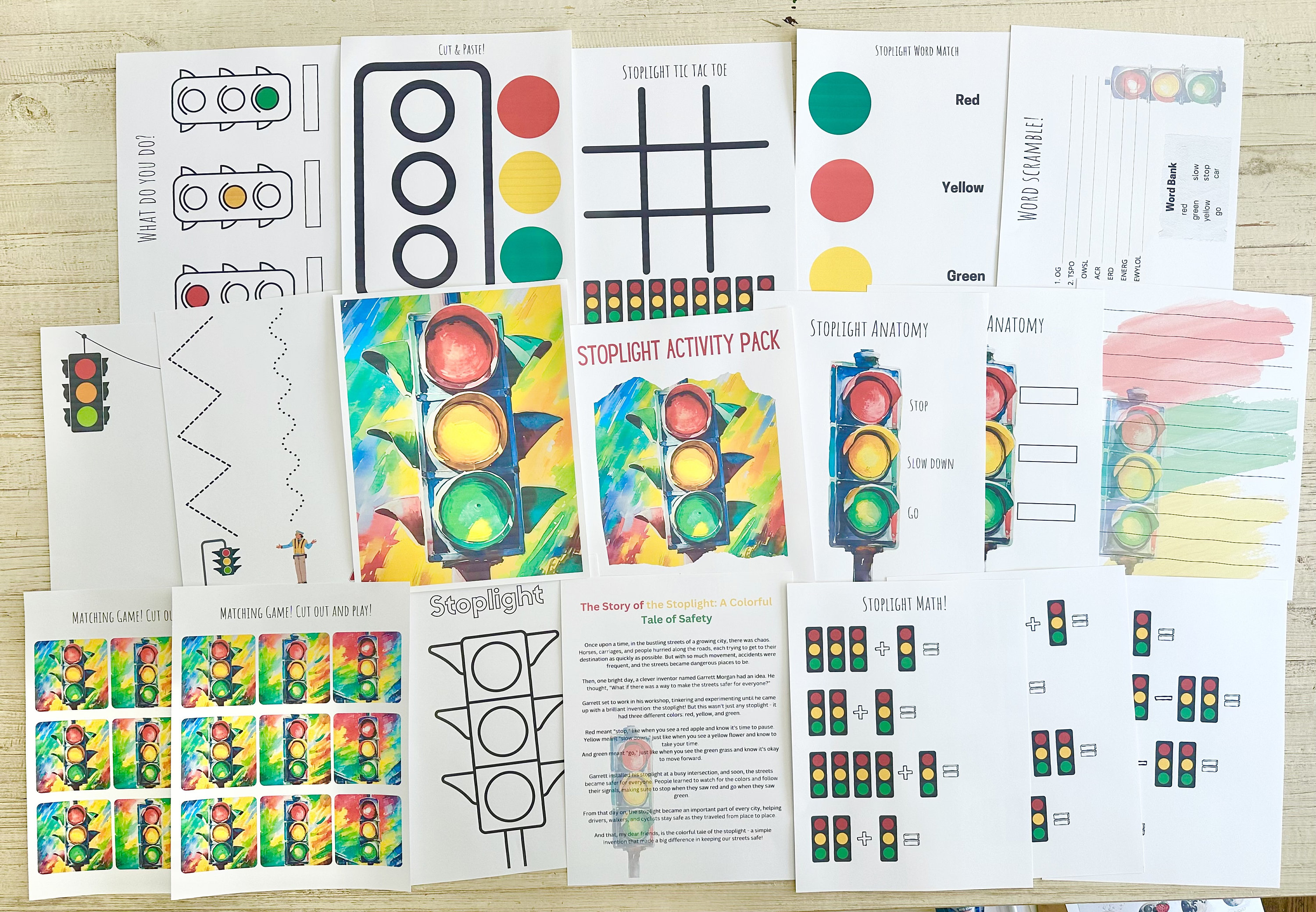 Stoplight Activity Pack Preschool Kindergarten Digital Homeschool Math