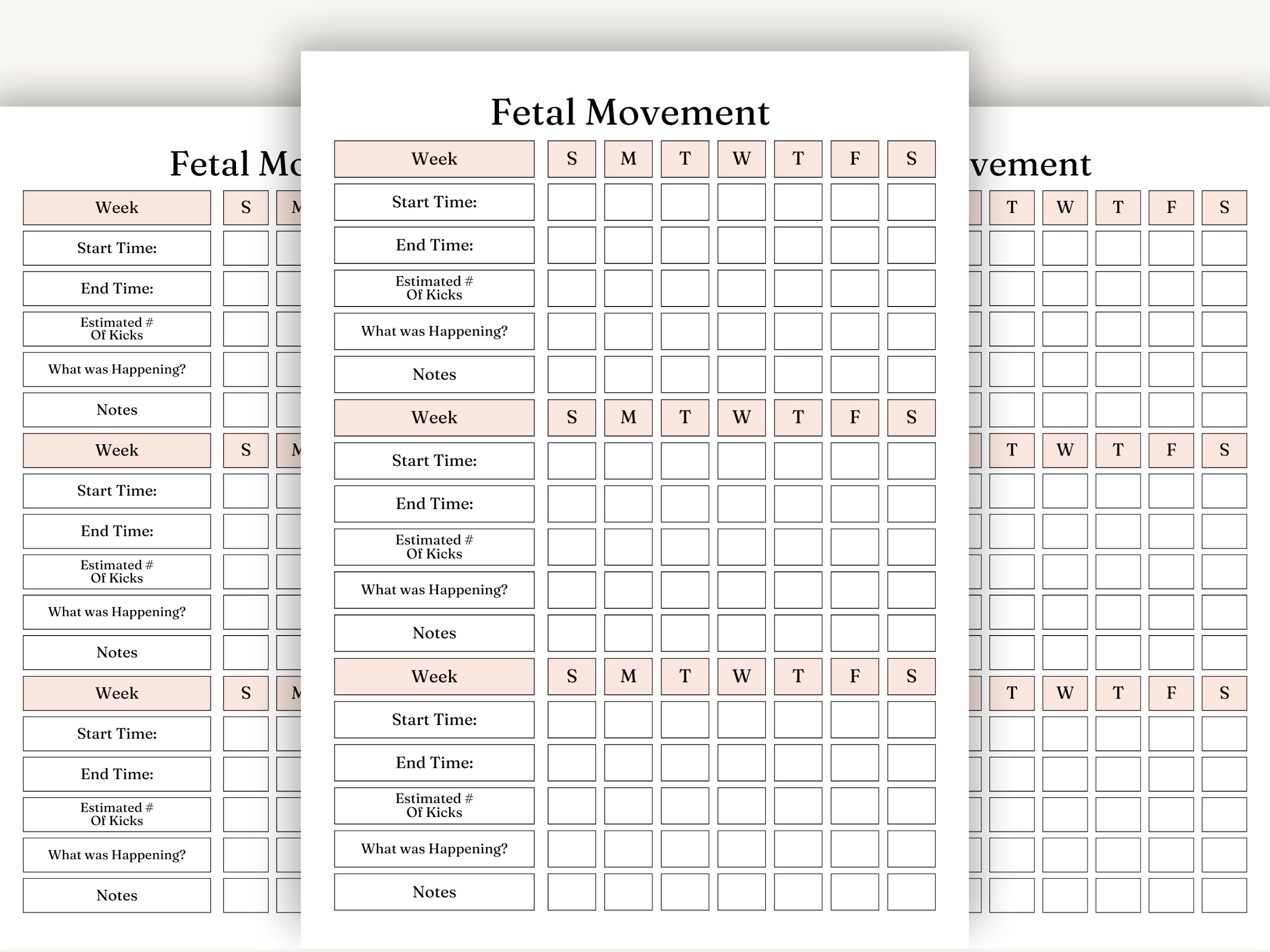 Fetal Moving Tracker Pregnancy Tracker Baby Kick Tracker Doula Template ...