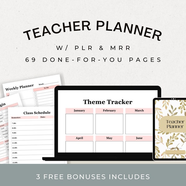 plr Digital Teacher Planner Master Resell Rights seating chart lesson planner plr digital products passive income