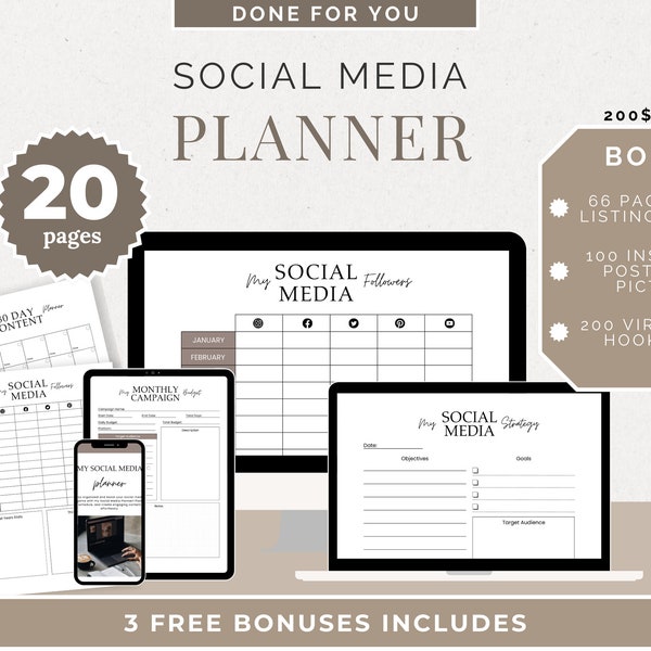 PLR Social Media Content Planner mrr ebook template canva master resell rights workbook PLR digital products