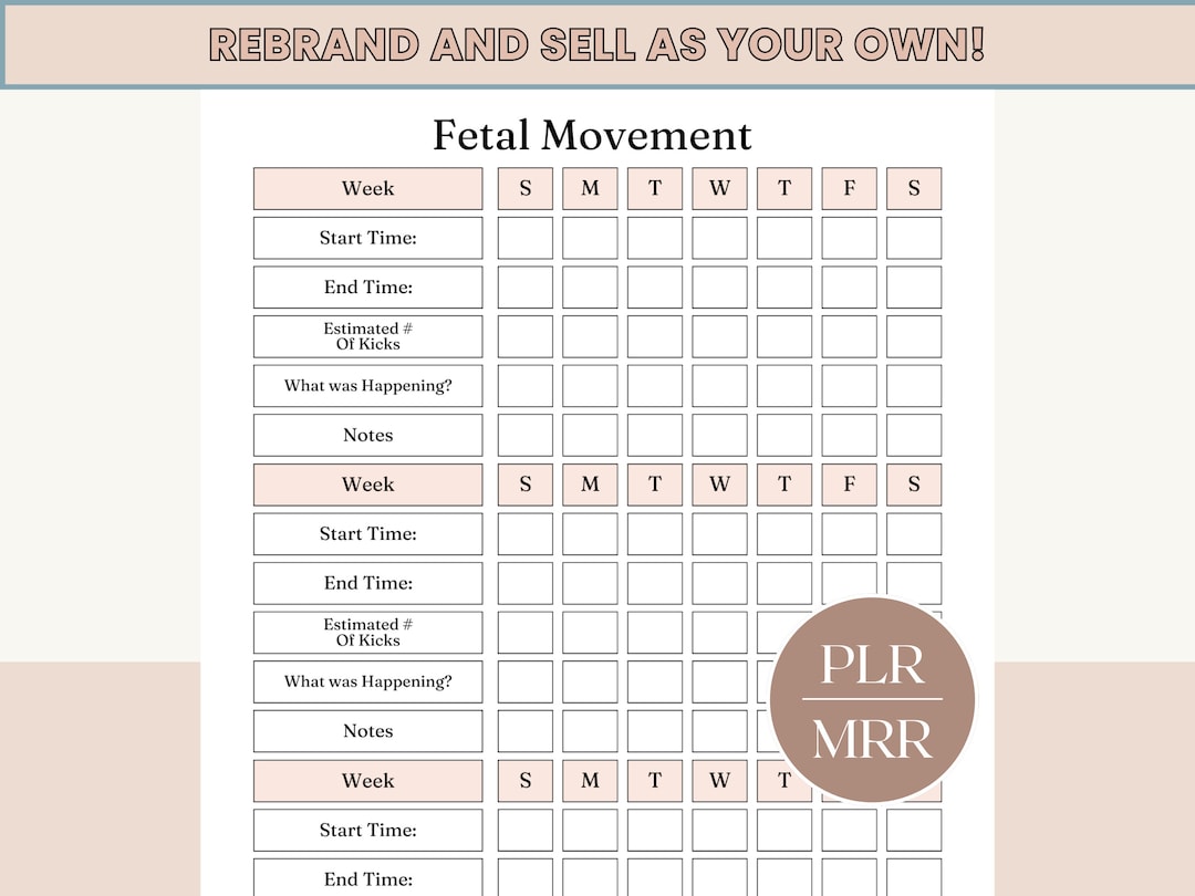 Fetal Moving Tracker Pregnancy Tracker Baby Kick Tracker Doula Template ...