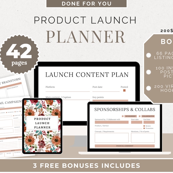 PLR Product Launch Planner Master Resell Rights printable launch canva template plr Digital Product course launch planner Passive Income