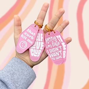 Retro Pink Motel Keychains | Funny Keychains | Gifts for Her | Hotel Keychain