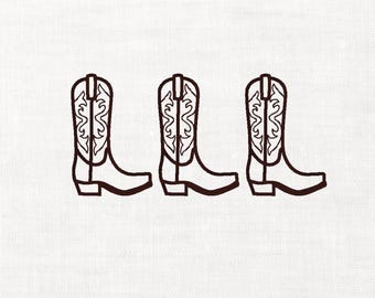 Botas de cowboy - Aplique para bordado à máquina - Download digital instantâneo - Arquivos para download - Ponto na ponta - Estilo cowboy/western/cowgirl