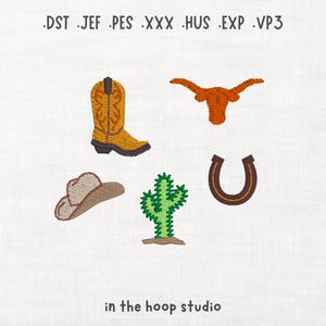 Texas Western Icon Set Machine Embroidery Digital Download Instant Download Files Funny Hat Cowboy Hat Wild West