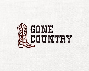 Arquivo para bordado à máquina "Gone Country Boot" - Download instantâneo - Arquivo para chapéu de bota de cowboy