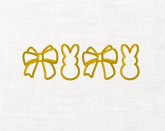 Arquivo de bordado digital para máquina com laços e coelhinhos de Páscoa - Download instantâneo - Arquivo de bordado sazonal - Coelhinho da Páscoa - Primavera