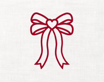 Side Bow Heart Appliqué Machine Embroidery Digital Download Instant Download Files Cute Bow Side Sweatshirt Bow Design