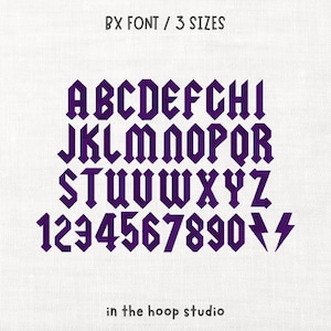Rock N Roll Machine Embroidery Font BX Font Digital Download 3 Sizes Instant Download Files Lightning Bolt Metal Music Rocker Font